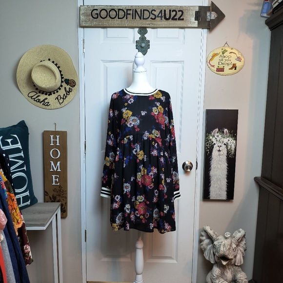 Y2K JUNIORS TAYLOR & SAGE FLORAL LONG SLEEVE DRESS MULTI-COLOR LINED XL - Picture 1 of 9